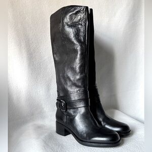 Via Spiga Size 6 Black Leather Knee High Boots